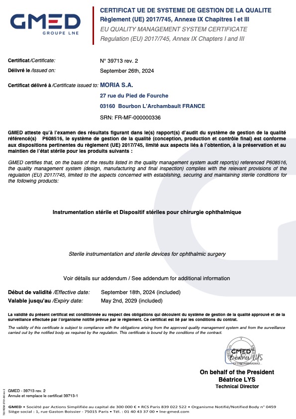 Moria Certificate 39713 Rev.2