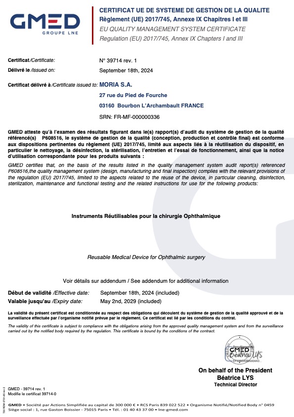 Moria Certificate 39714 Rev.1