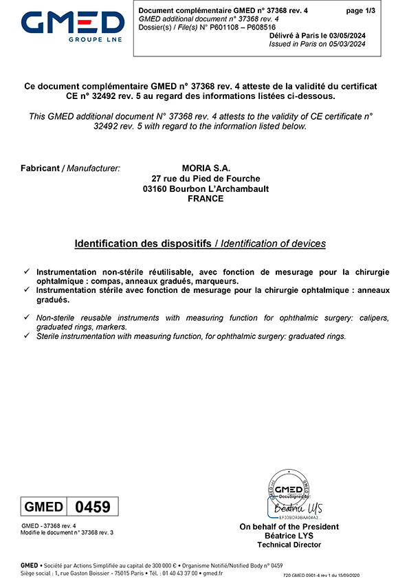 Moria Certificate GMED 37368 Rev.4